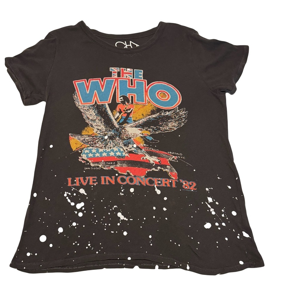 Chaser The Who Live In Concert 82 black graphic beach splatter t shirt S